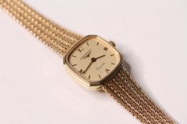 *TO BE SOLD WITHOUT RESERVE*LADIES LONGINES 9CT GOLD WRISTWATCH, champagne dial with roman numerals,