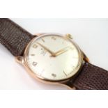 VINTAGE 1950s 18CT OVERSIZED ZENITH CHRONOMETER 'BUMPER' AUTOMATIC, cream dial with arabic