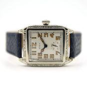 RARE GENTLEMAN'S 14CT WHITE GOLD FILLED ELGIN ART-DECO TONNEAU CASE, CIRCA. 1926, 27MM BY 36MM CASE,