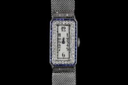 STUNNING PLATINUM AUDEMARS PIGUET VINTAGE DRESS WATCH CIRCA 1920,set with a sapphire and diamond