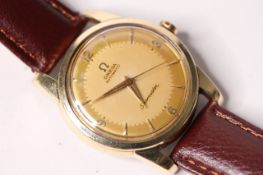 VINTAGE OMEGA AUTOMATIC SEAMASTER, circular gilt dial, baton and Arabic numeral hour markers, 33mm