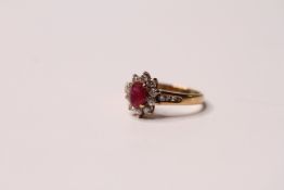 *TO BE SOLD WITHOUT RESERVE*9 ct Ruby and Diamond cluster ring - size K