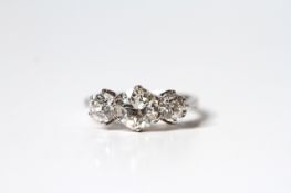 2.08ct Diamond Three Stone Ring, central 1.16ct Old cut diamond, estimated total diamond weight 2.