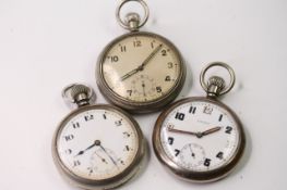 *TO BE SOLD WITHOUT RESERVE* THREE VINTAGE MILITARY POCKET WATCHES, INCLUDING DAMAS, all case