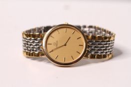 *TO BE SOLD WITHOUT RESERVE* OMEGA TWO-TONE DRESS WATCH, circular champagne dial with baton hour