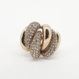Diamond Set Cocktail Ring, with polished 18ct rose gold and pave set diamond sections, total