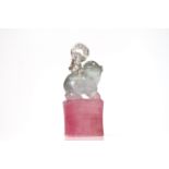 Carved Tourmaline Pendant, carved bi colour tourmaline, pink and green, carved as an animal and