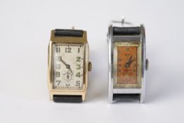 ***TO BE SOLD WITHOUT RESERVE*** PAIR OF TANK STYLE WRISTWATCHES INCL ARDOR, stainless steel and