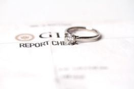 0.65ct GIA certified Brilliant Cut Diamond Ring, graded J - VS1, mounted in platinum, New Stock