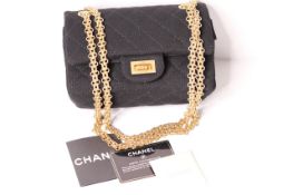 New Unused Chanel, Matt Quilted Chanel Classic Handbag, cross body gold coloured gilt metal strap,