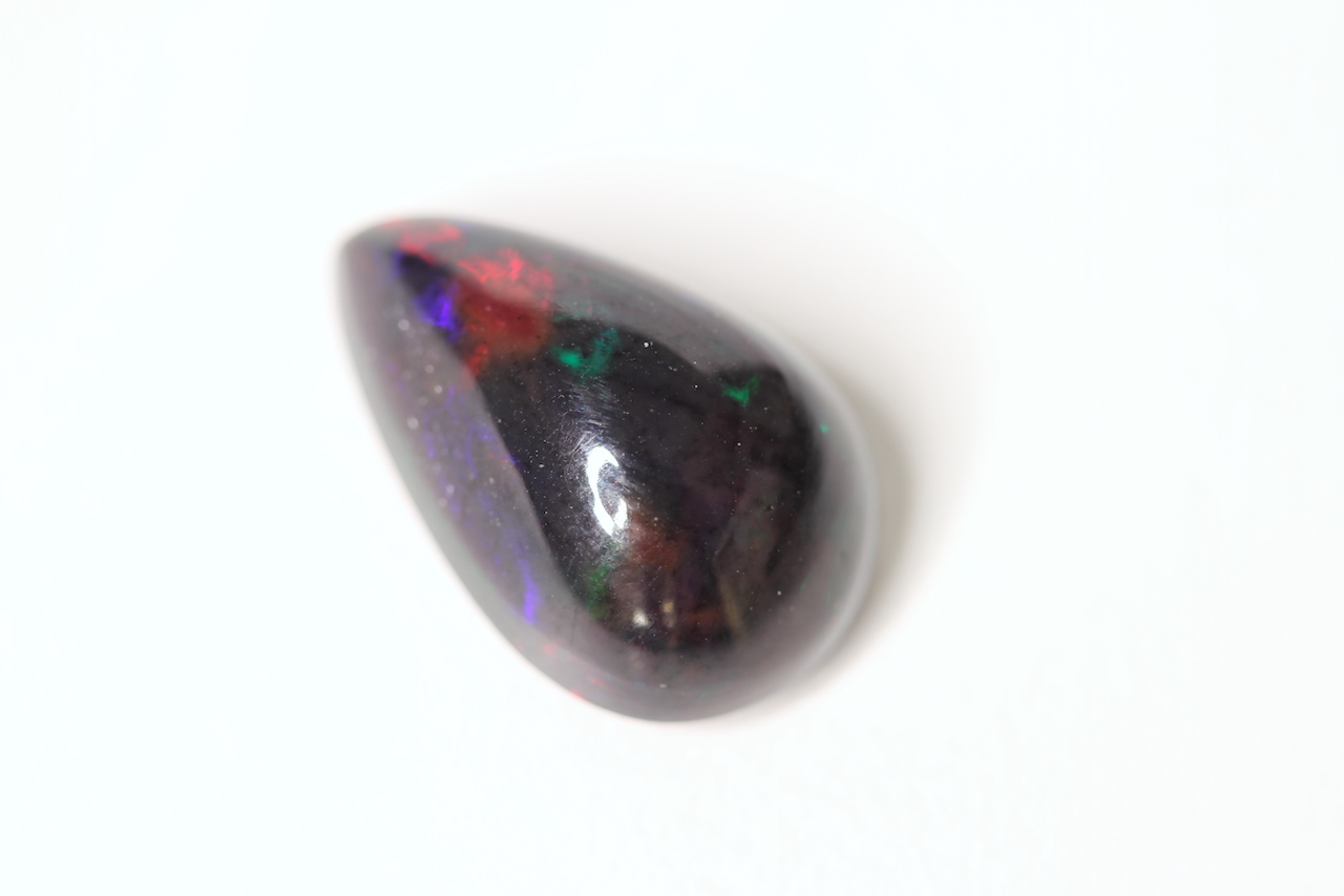6.75ct Black Crystal Opal Pear Cut Cabochon