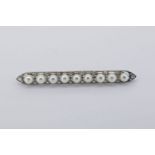 Edwardian Pearl & Diamond Set Pin/Brooch, untested metal.