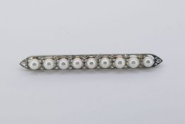 Edwardian Pearl & Diamond Set Pin/Brooch, untested metal.