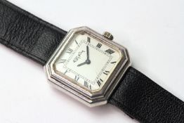 ROY KING 925 STERLING SILVER WATCH CIRCA 1975, white rectangular dial with roman numerals, 26mm