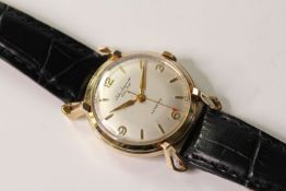 VINTAGE 14K JULES JURGENSEN AUTOMATIC WRISTWATCH, circular dial with baton and arabic hour