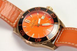 *TO BE SOLD WITHOUT RESERVE* INVICTA PRO DIVER AUTOMATIC ORANGE DIAL BRONZE CASE BOX AND PAPERS,