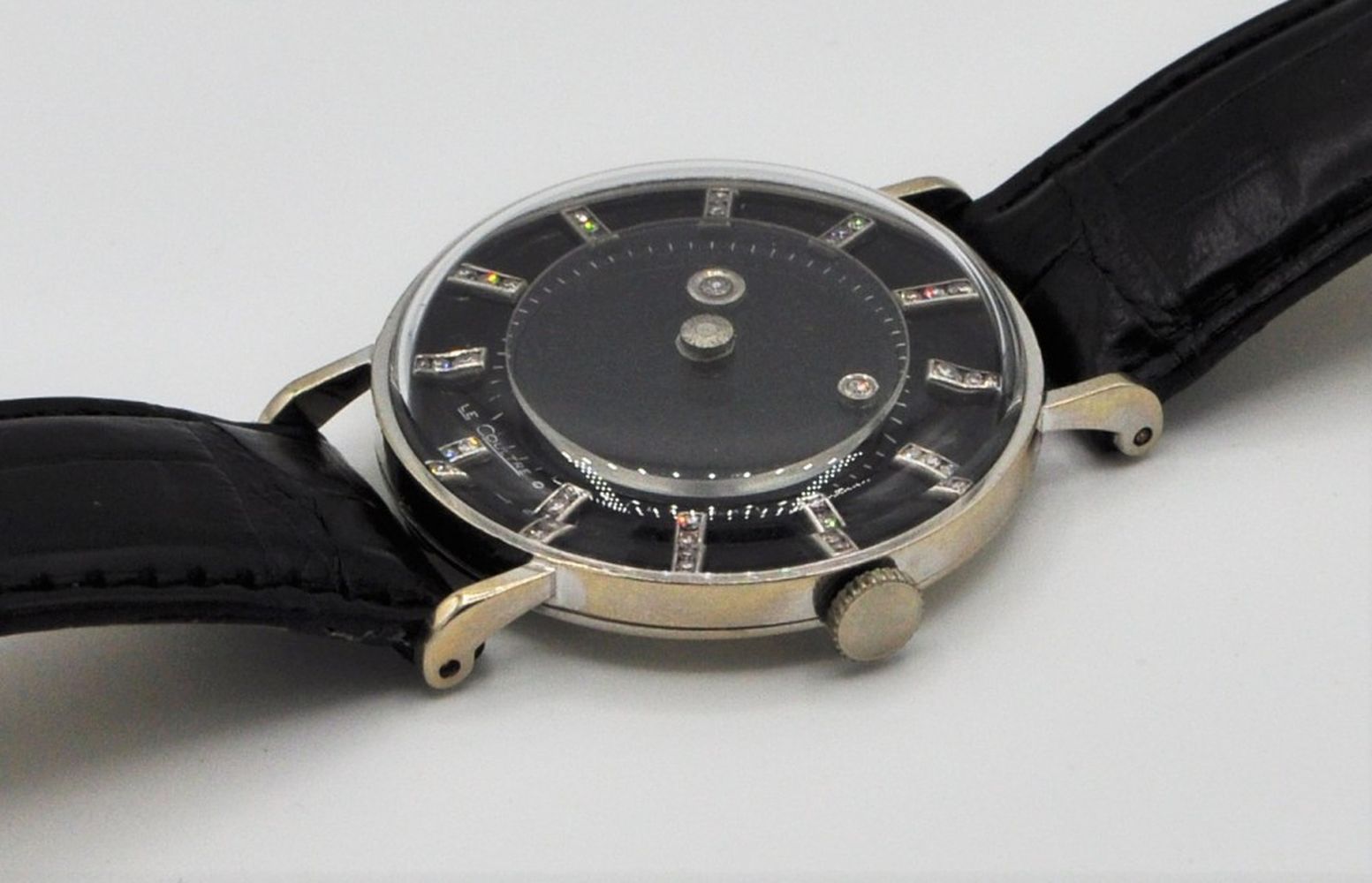 LECOULTRE AND VACHERON CONSTANTIN WRISTWATCH 1950S WITH DIAMOND MYSTERY 'GALAXY' DIAL IN 14CT - Image 3 of 7