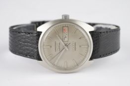 GENTLEMENS LONGINES ADMIRAL AUTOMATIC DAY DATE WRISTWATCH REF. 8345 3, circular grey dial with stick