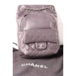 New Unused Chanel, Matt Quilted Chanel Backpack, lamb skin, interior canvas material, interior