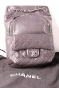 New Unused Chanel, Matt Quilted Chanel Backpack, lamb skin, interior canvas material, interior