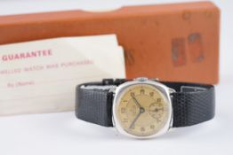 GENTLEMENS SMITHS DE LUXE STERLING SILVER WRISTWATCH W/ BOX & BLANK PAPERS CIRCA 1957, circular