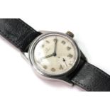 VINTAGE OMEGA MILITARY WRIST WATCH, circular white dial with arabic numerals, subsidiary seconds