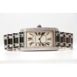 *TO BE SOLD WITHOUT RESERVE*CARTIER TANK AMERICAINE WRISTWATCH, rectangular cream dial with roman