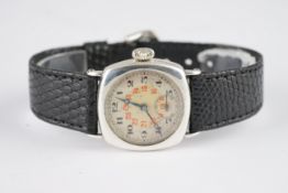 GENTLEMENS LONGINES 24HR MILITARY DIAL WW1 PERIOD SILVER WRISTWATCH CIRCA 1916, circular two tone