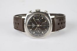 GENTLEMENS HEUER CAMARO CHRONOGRAPH WRISTWATCH, circular chocolate triple register dial with cream