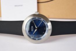 GENTLEMENS NOS IKEPOD AUTOMATIC WRISTWATCH W/ BOX & GUARANTEE REF. 2642, circular blue dial with