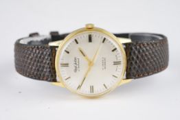 GENTLEMENS PAUL JOBIN GOLD PLATED WRISTWATCH, circular silver dial with hour markers and hands, 33mm