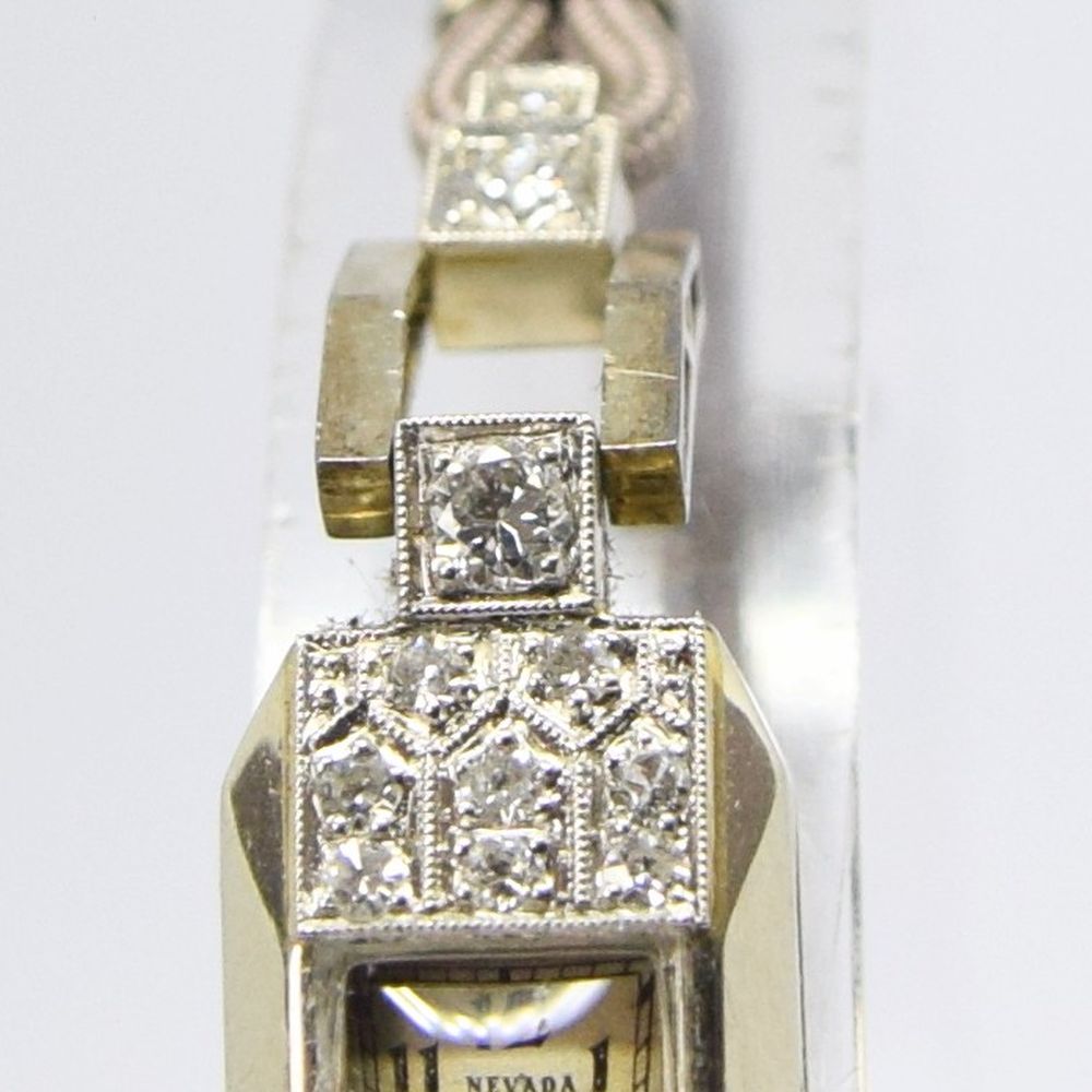 LADIES ART DECO NEVADA GENEVE WITH 22 DIAMONDS IN PLATINUM CASE WITH PLATINUM CLASP CIRCA 1920S. - Image 4 of 8