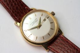 VINTAGE 18CT GOLD INTERNATIONAL WATCH COMPANY WRIST WATCH, circular cream dial with gold hands and