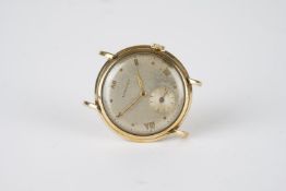 GENTLEMENS LONGINES 9CT GOLD WRISTWATCH, circular silver dial with gilt roman numeral hour markers