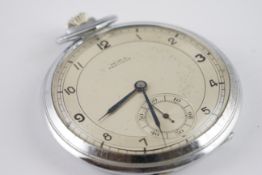 VINTAGE MIRA PRECISION POCKET WATCH, circular two tone dial with arabic numeral hour markers and