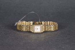 LADIES ACCURIST 9CT GOLD WRISTWATCH, square white