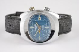 GENTLEMENS MEMOSTAR ALARM BY SICURA WRISTWATCH, rounded blue striped dial with hour markers and