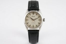 GENTLEMENS ROLEX OYSTER WRISTWATCH REF. 6480 CIRCA 1955, circular off white dial with applied hour