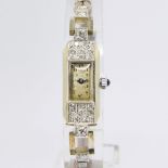 LADIES ART DECO NEVADA GENEVE WITH 22 DIAMONDS IN PLATINUM CASE WITH PLATINUM CLASP CIRCA 1920S.