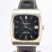 SQUARE OMEGA CONSTELLATION AUTOMATIC DATE MODEL 168.0058 WITH BLACK DIAL CIRCA 1970S. REFERENCE