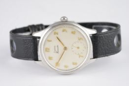 GENTLEMENS ZODIAC HERMETIC WRISTWATCH, circular off white dial with gold applied hour markers with