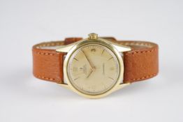 GENTLEMENS OMEGA AUTOMATIC SEAMASTER WRISTWATCH, circular patina dial with applied gold tone hour