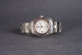 GENTLEMENS TAG HEUER PROFESSIONAL DATE WRISTWATCH, circular white dial with applied silver hour