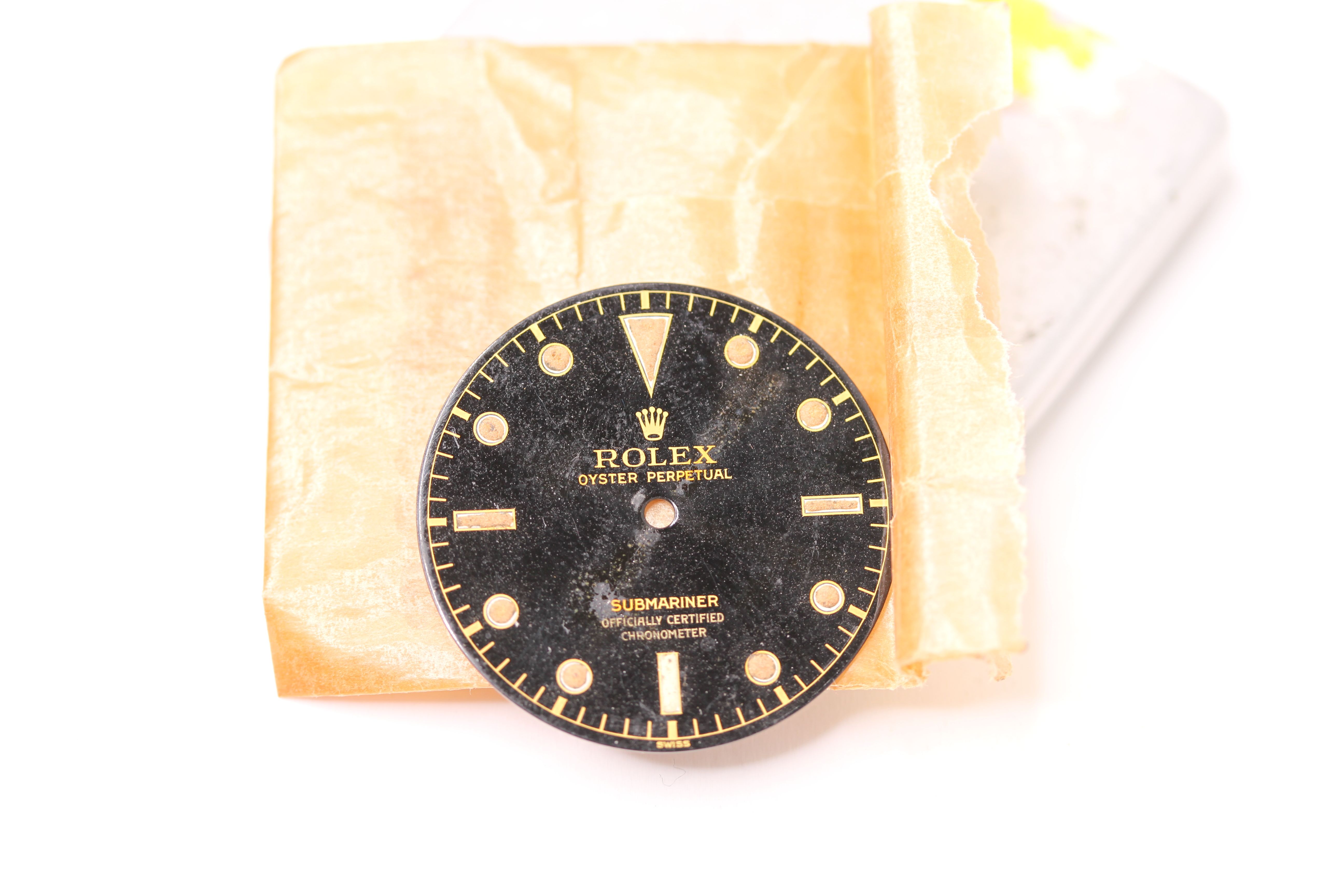 ROLEX SUBMARINER DIAL OFFICIALLY CERTIFIED CHRONOMETER REF 5508 CIRCA 1950s, gloss dial with gilt - Image 2 of 9
