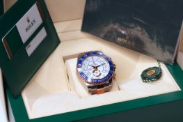 ROLEX YACHT-MASTER II STEEL AND GOLD WITH BOX AND PAPERS 2016 REFERENCE 116681, circular white