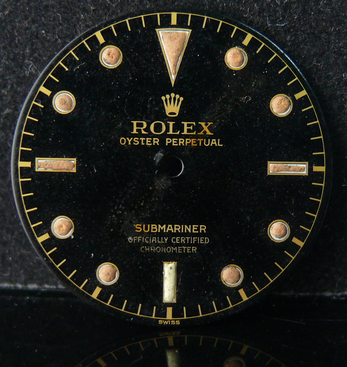ROLEX SUBMARINER DIAL OFFICIALLY CERTIFIED CHRONOMETER REF 5508 CIRCA 1950s, gloss dial with gilt - Image 7 of 9