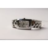 LADIES BAUME & MERCIER HAMPTON WRIST WATCH WITH BOX AND PAPERS REFERENCE M0A08013, rectangular