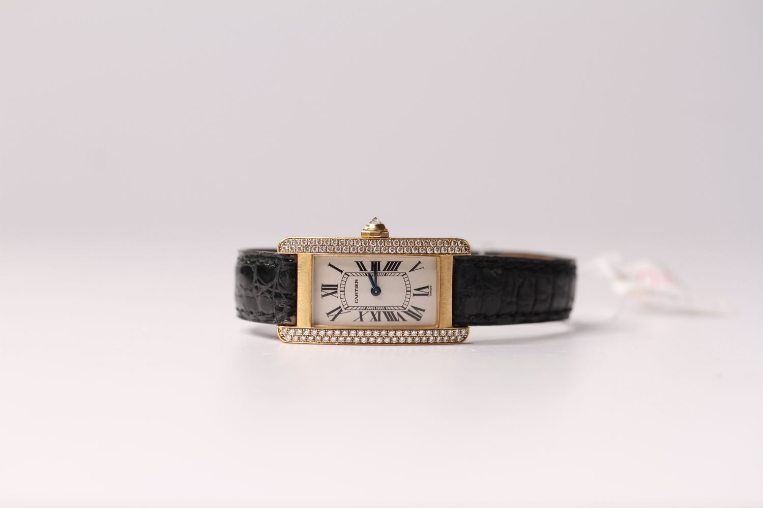 LADIES CARTIER AMERICAINE DIAMOND SET WRISTWATCH REF 1710, rectangular silver dial with roman - Image 2 of 3