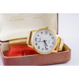 GENTLEMENS RONE DATE WRISTWATCH W/ BOX, circular white dial with arabic numeral hour markers and