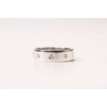 Diamond Set 5mm Wide Band Ring, stamped 18ct white gold, set with interspersed diamonds, finger size